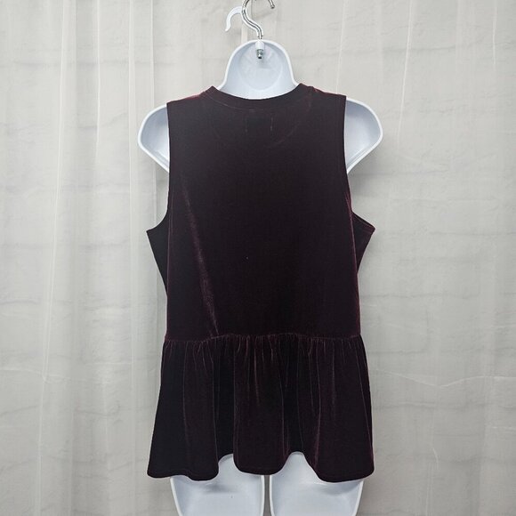 Mud Pie Burgundy Plum Velour Tank Peplum Y2K Goth Boho M - Picture 5 of 10